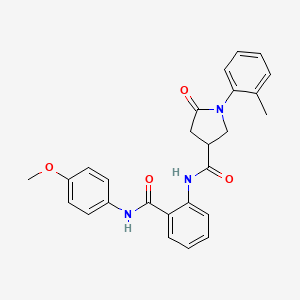 molecular formula C26H25N3O4 B11172830 N-{2-[(4-methoxyphenyl)carbamoyl]phenyl}-1-(2-methylphenyl)-5-oxopyrrolidine-3-carboxamide 