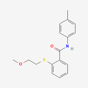 molecular formula C17H19NO2S B11172881 2-[(2-methoxyethyl)sulfanyl]-N-(4-methylphenyl)benzamide 