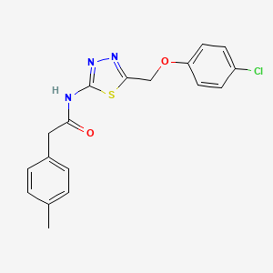 molecular formula C18H16ClN3O2S B11172939 N-{5-[(4-chlorophenoxy)methyl]-1,3,4-thiadiazol-2-yl}-2-(4-methylphenyl)acetamide 