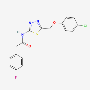 molecular formula C17H13ClFN3O2S B11172951 N-{5-[(4-chlorophenoxy)methyl]-1,3,4-thiadiazol-2-yl}-2-(4-fluorophenyl)acetamide 