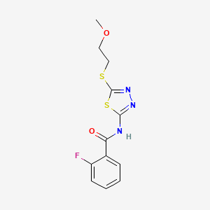 molecular formula C12H12FN3O2S2 B11172970 2-fluoro-N-{5-[(2-methoxyethyl)sulfanyl]-1,3,4-thiadiazol-2-yl}benzamide 