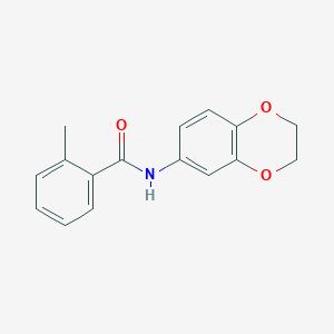 molecular formula C16H15NO3 B11172997 N-(2,3-dihydro-1,4-benzodioxin-6-yl)-2-methylbenzamide 