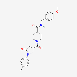 molecular formula C26H31N3O4 B11173002 N-(4-methoxybenzyl)-1-{[1-(4-methylphenyl)-5-oxopyrrolidin-3-yl]carbonyl}piperidine-4-carboxamide 