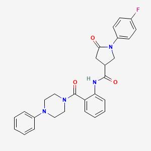 molecular formula C28H27FN4O3 B11173088 1-(4-fluorophenyl)-5-oxo-N-{2-[(4-phenylpiperazin-1-yl)carbonyl]phenyl}pyrrolidine-3-carboxamide 