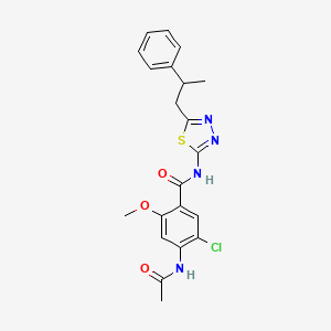 4-(acetylamino)-5-chloro-2-methoxy-N-[5-(2-phenylpropyl)-1,3,4-thiadiazol-2-yl]benzamide