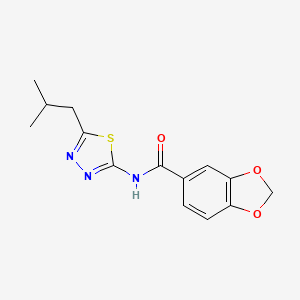 molecular formula C14H15N3O3S B11173251 N-[5-(2-methylpropyl)-1,3,4-thiadiazol-2-yl]-1,3-benzodioxole-5-carboxamide 