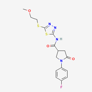 molecular formula C16H17FN4O3S2 B11173295 1-(4-fluorophenyl)-N-{5-[(2-methoxyethyl)sulfanyl]-1,3,4-thiadiazol-2-yl}-5-oxopyrrolidine-3-carboxamide 