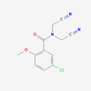 molecular formula C12H10ClN3O2 B11173317 5-chloro-N,N-bis(cyanomethyl)-2-methoxybenzamide 