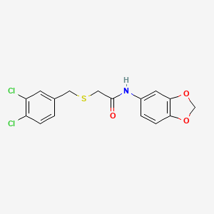 molecular formula C16H13Cl2NO3S B11173342 N-(1,3-benzodioxol-5-yl)-2-[(3,4-dichlorobenzyl)sulfanyl]acetamide 