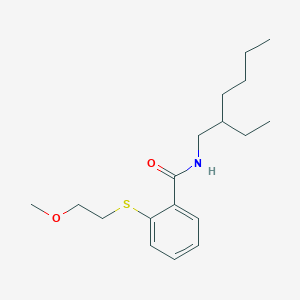 molecular formula C18H29NO2S B11173352 N-(2-ethylhexyl)-2-[(2-methoxyethyl)sulfanyl]benzamide 