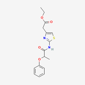 molecular formula C16H18N2O4S B11173376 Ethyl {2-[(2-phenoxypropanoyl)amino]-1,3-thiazol-4-yl}acetate 