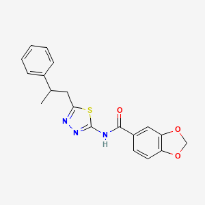 N-[5-(2-phenylpropyl)-1,3,4-thiadiazol-2-yl]-1,3-benzodioxole-5-carboxamide