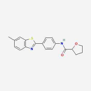 molecular formula C19H18N2O2S B11173436 N-[4-(6-methyl-1,3-benzothiazol-2-yl)phenyl]oxolane-2-carboxamide 