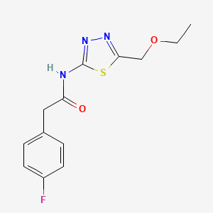 molecular formula C13H14FN3O2S B11173439 N-[5-(ethoxymethyl)-1,3,4-thiadiazol-2-yl]-2-(4-fluorophenyl)acetamide 