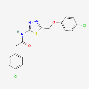 molecular formula C17H13Cl2N3O2S B11173588 N-{5-[(4-chlorophenoxy)methyl]-1,3,4-thiadiazol-2-yl}-2-(4-chlorophenyl)acetamide 