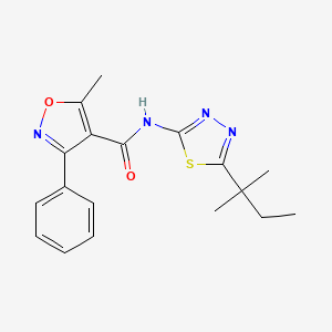 5-methyl-N-[5-(2-methylbutan-2-yl)-1,3,4-thiadiazol-2-yl]-3-phenyl-1,2-oxazole-4-carboxamide