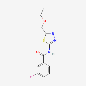 molecular formula C12H12FN3O2S B11173700 N-[5-(ethoxymethyl)-1,3,4-thiadiazol-2-yl]-3-fluorobenzamide 