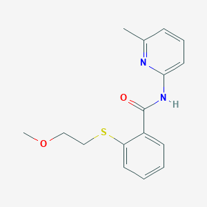 molecular formula C16H18N2O2S B11173774 2-[(2-methoxyethyl)sulfanyl]-N-(6-methylpyridin-2-yl)benzamide 