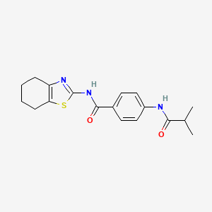 molecular formula C18H21N3O2S B11173782 4-[(2-methylpropanoyl)amino]-N-(4,5,6,7-tetrahydro-1,3-benzothiazol-2-yl)benzamide 