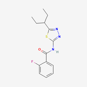 molecular formula C14H16FN3OS B11173788 2-fluoro-N-[5-(pentan-3-yl)-1,3,4-thiadiazol-2-yl]benzamide 