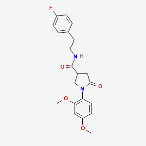 molecular formula C21H23FN2O4 B11173802 1-(2,4-dimethoxyphenyl)-N-[2-(4-fluorophenyl)ethyl]-5-oxopyrrolidine-3-carboxamide 