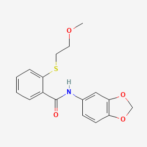 N-(1,3-benzodioxol-5-yl)-2-[(2-methoxyethyl)sulfanyl]benzamide