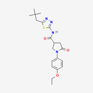 molecular formula C20H26N4O3S B11173870 N-[5-(2,2-dimethylpropyl)-1,3,4-thiadiazol-2-yl]-1-(4-ethoxyphenyl)-5-oxopyrrolidine-3-carboxamide 