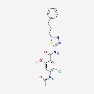 4-(acetylamino)-5-chloro-2-methoxy-N-[5-(3-phenylpropyl)-1,3,4-thiadiazol-2-yl]benzamide