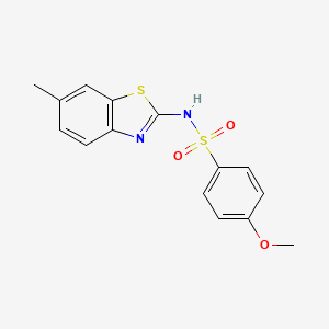 molecular formula C15H14N2O3S2 B11173931 4-methoxy-N-(6-methyl-1,3-benzothiazol-2-yl)benzenesulfonamide 