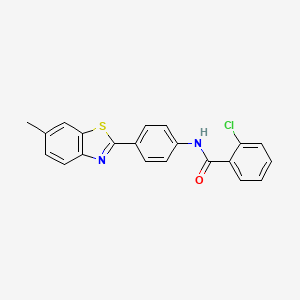 molecular formula C21H15ClN2OS B11173946 2-chloro-N-[4-(6-methyl-1,3-benzothiazol-2-yl)phenyl]benzamide 