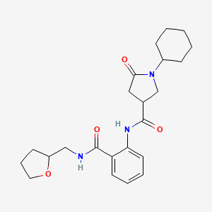 molecular formula C23H31N3O4 B11174032 1-cyclohexyl-5-oxo-N-{2-[(tetrahydrofuran-2-ylmethyl)carbamoyl]phenyl}pyrrolidine-3-carboxamide 