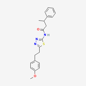 molecular formula C21H23N3O2S B11174050 N-{5-[2-(4-methoxyphenyl)ethyl]-1,3,4-thiadiazol-2-yl}-3-phenylbutanamide 