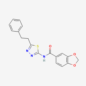 N-[5-(2-phenylethyl)-1,3,4-thiadiazol-2-yl]-1,3-benzodioxole-5-carboxamide