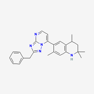 molecular formula C25H27N5 B11174259 6-(2-Benzyl[1,2,4]triazolo[1,5-a]pyrimidin-7-yl)-2,2,4,7-tetramethyl-1,2,3,4-tetrahydroquinoline 