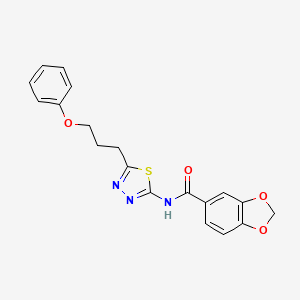 molecular formula C19H17N3O4S B11174376 N-[5-(3-phenoxypropyl)-1,3,4-thiadiazol-2-yl]-1,3-benzodioxole-5-carboxamide 