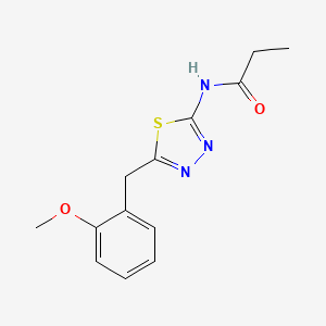 molecular formula C13H15N3O2S B11174389 N-[5-(2-methoxybenzyl)-1,3,4-thiadiazol-2-yl]propanamide 