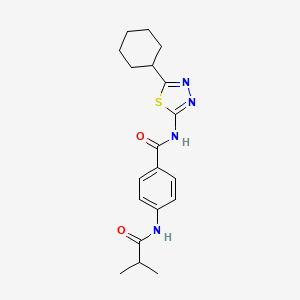 molecular formula C19H24N4O2S B11174447 N-(5-cyclohexyl-1,3,4-thiadiazol-2-yl)-4-[(2-methylpropanoyl)amino]benzamide 