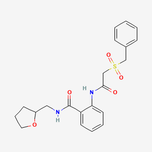 molecular formula C21H24N2O5S B11174541 2-{[(benzylsulfonyl)acetyl]amino}-N-(tetrahydrofuran-2-ylmethyl)benzamide 