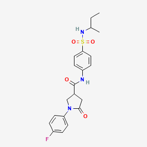 molecular formula C21H24FN3O4S B11174549 N-[4-(butan-2-ylsulfamoyl)phenyl]-1-(4-fluorophenyl)-5-oxopyrrolidine-3-carboxamide 