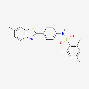 molecular formula C23H22N2O2S2 B11174571 2,4,6-trimethyl-N-[4-(6-methyl-1,3-benzothiazol-2-yl)phenyl]benzenesulfonamide 