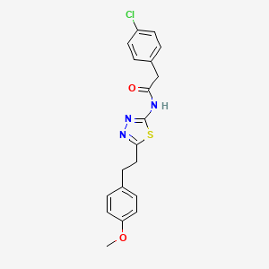 molecular formula C19H18ClN3O2S B11174592 2-(4-chlorophenyl)-N-{5-[2-(4-methoxyphenyl)ethyl]-1,3,4-thiadiazol-2-yl}acetamide 