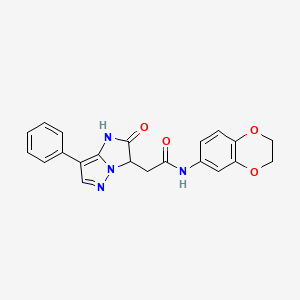 molecular formula C21H18N4O4 B11174678 N-(2,3-dihydro-1,4-benzodioxin-6-yl)-2-(2-oxo-7-phenyl-2,3-dihydro-1H-imidazo[1,2-b]pyrazol-3-yl)acetamide 