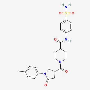 1-[1-(4-methylphenyl)-5-oxopyrrolidine-3-carbonyl]-N-(4-sulfamoylphenyl)piperidine-4-carboxamide