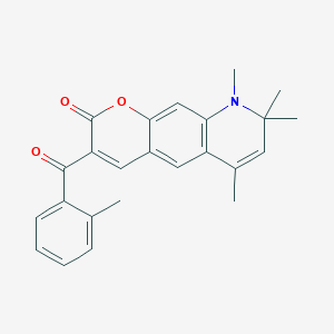 molecular formula C24H23NO3 B11174790 6,8,8,9-tetramethyl-3-[(2-methylphenyl)carbonyl]-8,9-dihydro-2H-pyrano[3,2-g]quinolin-2-one 