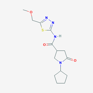 molecular formula C14H20N4O3S B11174829 1-cyclopentyl-N-[5-(methoxymethyl)-1,3,4-thiadiazol-2-yl]-5-oxopyrrolidine-3-carboxamide 