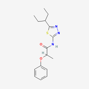 molecular formula C16H21N3O2S B11174841 N-[5-(pentan-3-yl)-1,3,4-thiadiazol-2-yl]-2-phenoxypropanamide 