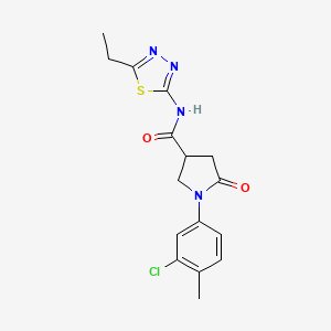 molecular formula C16H17ClN4O2S B11174874 1-(3-chloro-4-methylphenyl)-N-(5-ethyl-1,3,4-thiadiazol-2-yl)-5-oxopyrrolidine-3-carboxamide 