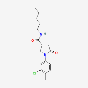 molecular formula C17H23ClN2O2 B11174984 1-(3-chloro-4-methylphenyl)-5-oxo-N-pentylpyrrolidine-3-carboxamide 