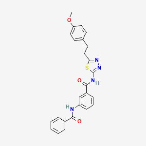 molecular formula C25H22N4O3S B11174989 N-{5-[2-(4-methoxyphenyl)ethyl]-1,3,4-thiadiazol-2-yl}-3-[(phenylcarbonyl)amino]benzamide 