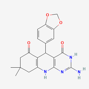 2-amino-5-(1,3-benzodioxol-5-yl)-8,8-dimethyl-5,8,9,10-tetrahydropyrimido[4,5-b]quinoline-4,6(3H,7H)-dione